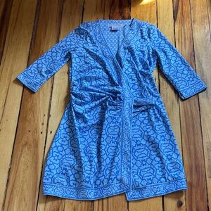 Gretchen Scott Light Blue Hexagon Print Wrap Dress